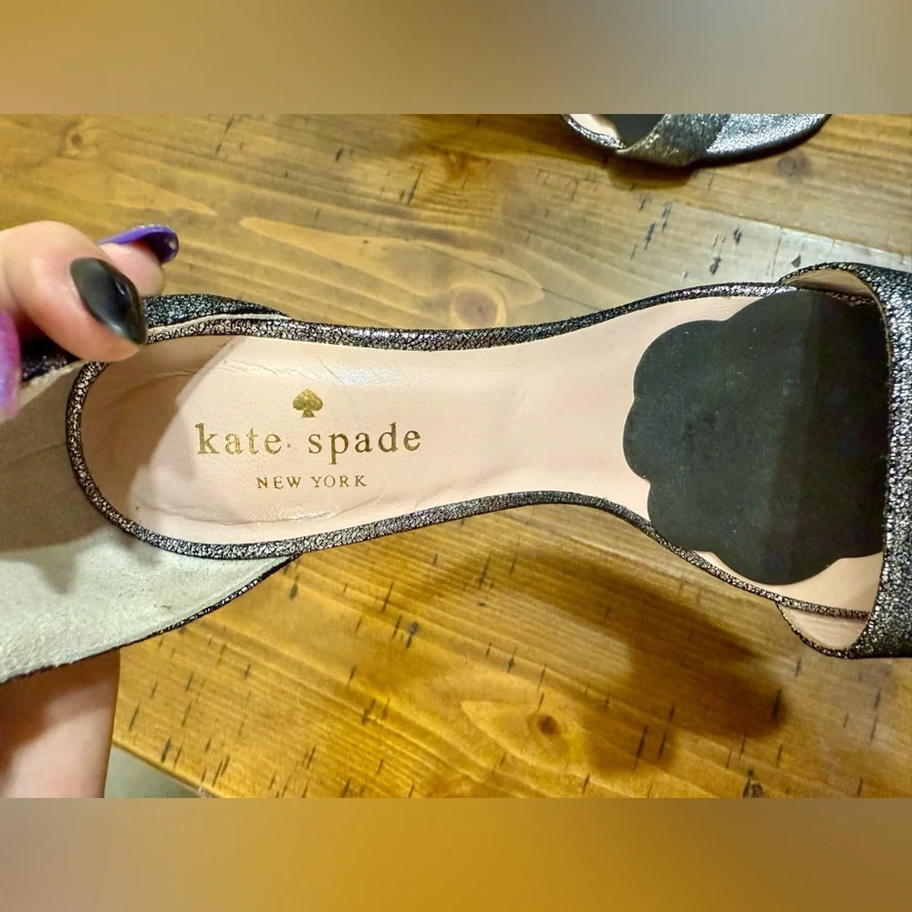 Kate Spade‎ Women's Silver Iris Patent Ankle Strap Heels- Size 6